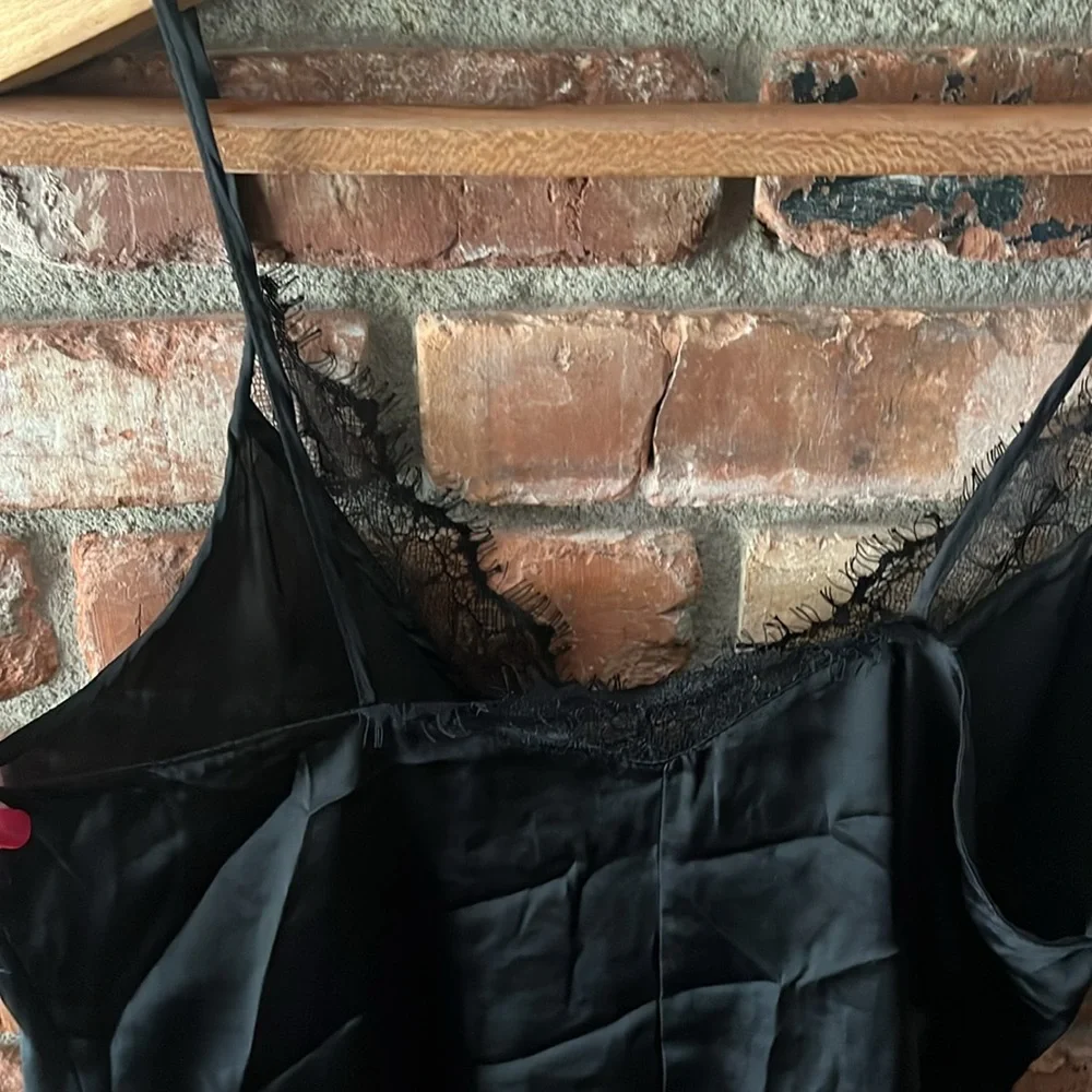 Zara Black Lace Detail Thin Strapped Tank Top Size Large - Picture 4 of 6